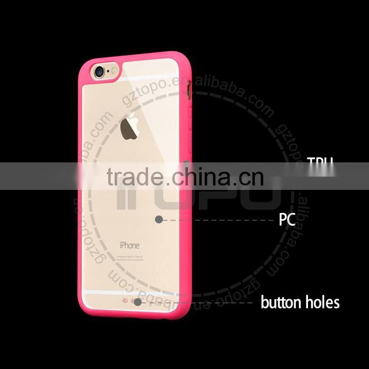 Wholesale Hard Back PC Plastic Transparent clear tpu bumper Cell mobile phone Cover Case for iPhone 6 6s 6plus