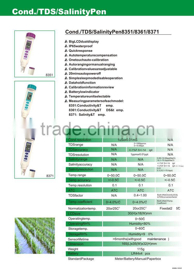 Precision Water Quality Test Meter Electrical Conductivity Sensor Pen Meter