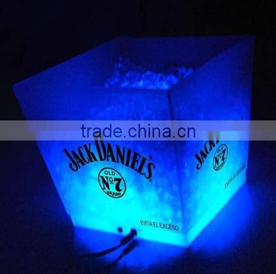 led ice bucket, Plastic square led ice bucket for beer promotion