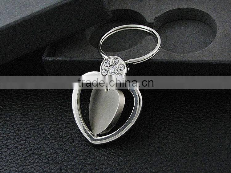custom metal fancy heart shape spinning cute keyring for lovely girls