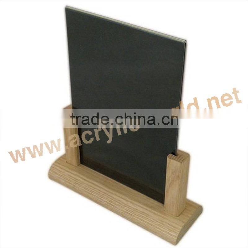 wooden menu holder/wooden menu holder with chalkboard/wooden menu sign board