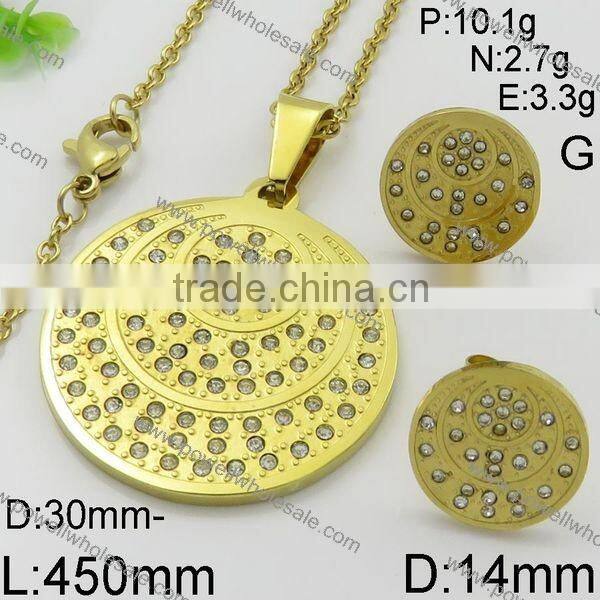 Wholesale price hot heart style 21 carat gold jewelry set