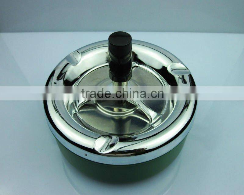 Leather cover metal round ashtray