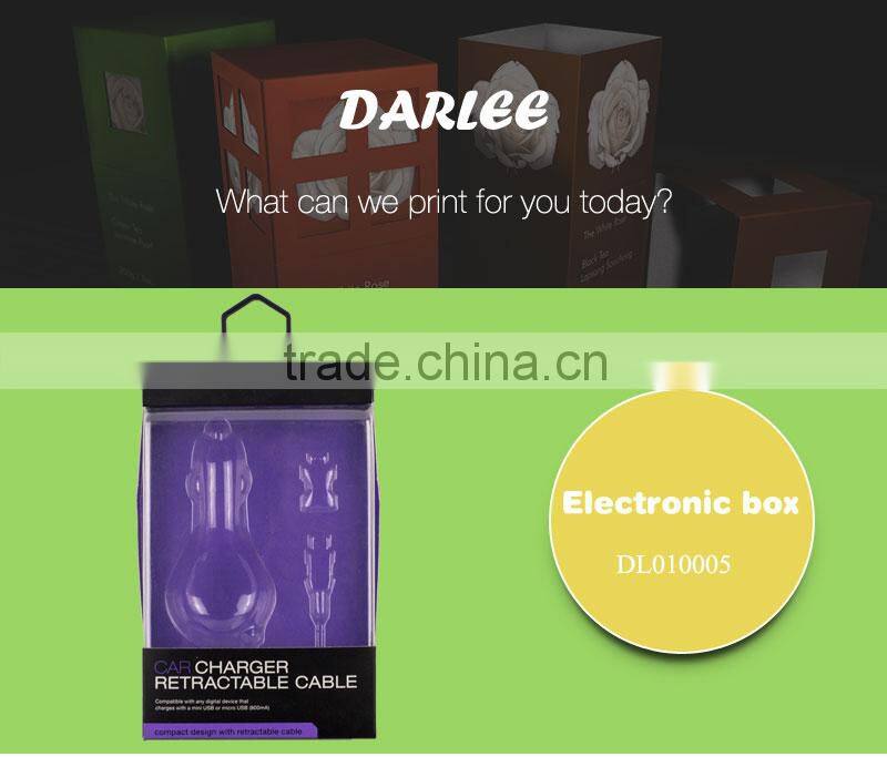 Custom logo recyclable free sample mobile phone charger packaging box with clear window