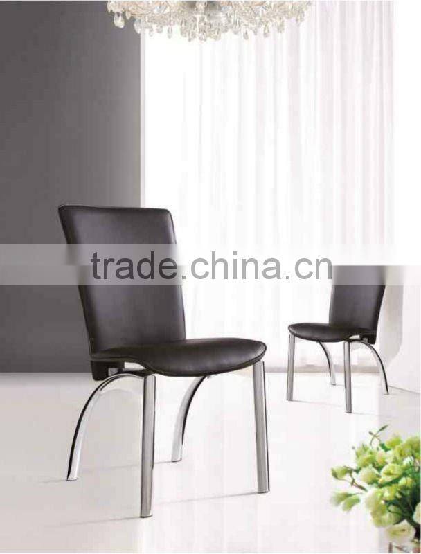 Set of 4 Designer Leather Chrome Dining Room Chairs-Furniture