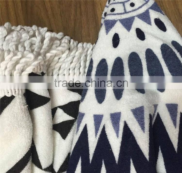 Australia Popular 100% Cotton Printed Round Beach Towel with Tassels