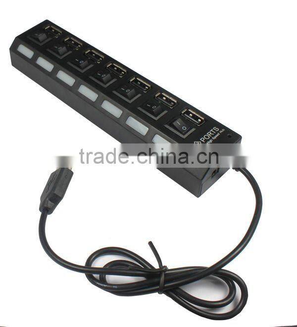 7 Port ON/OFF Switch USB 2.0 HUB High Speed For PC Laptop Computer Notebook