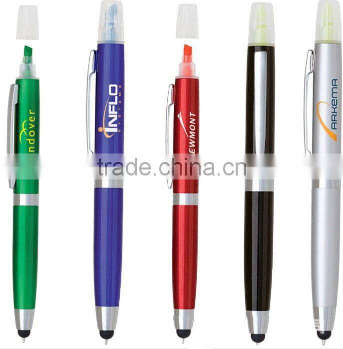 Advertising 4 multi 1 stylus pen with flashlight
