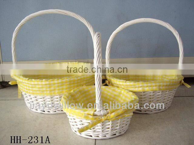Flower Cotton Fabric willow baskets Wicker storage with handle