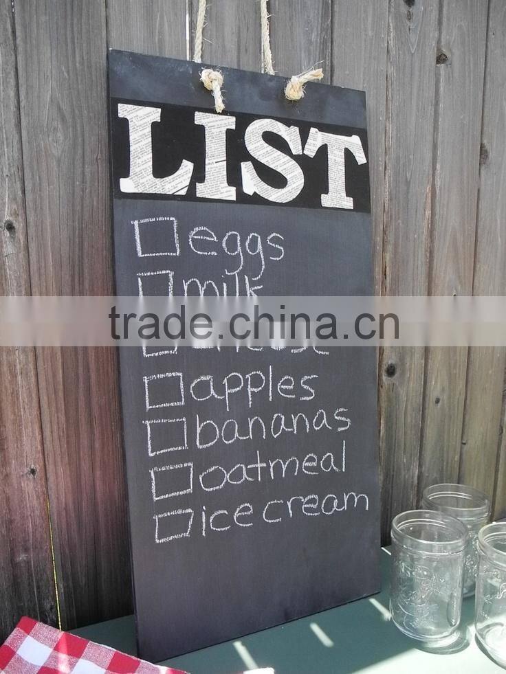 Week plan slate menu board with rope