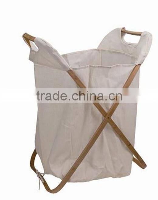 Store More X-Frame Bamboo and Canvas Laundry Basket
