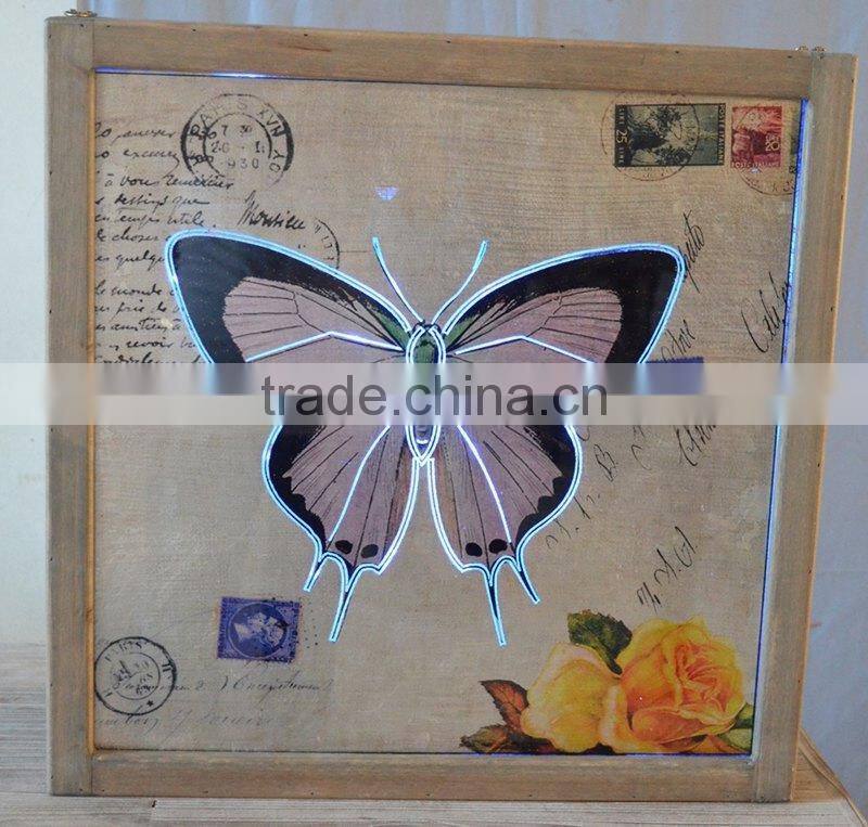 2016 new style LED lighted wooden picture frame with inductive switch