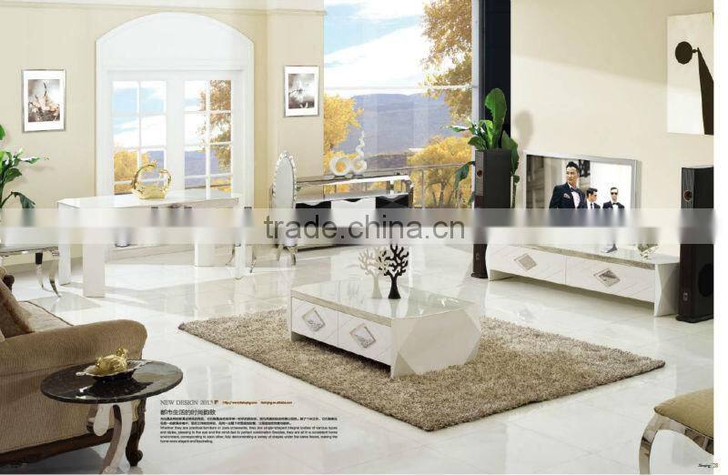 C332 living room furniture glass top wood coffee table