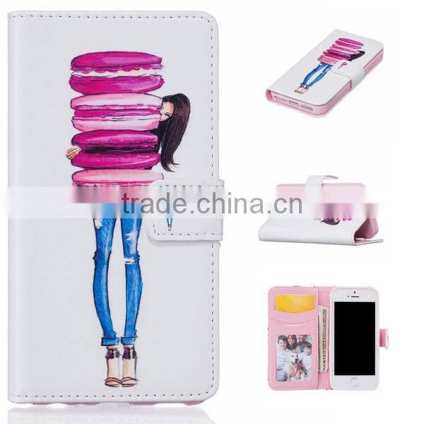 Embossed PU Flip Wallet Leather Phone Case For iPhone 5S SE