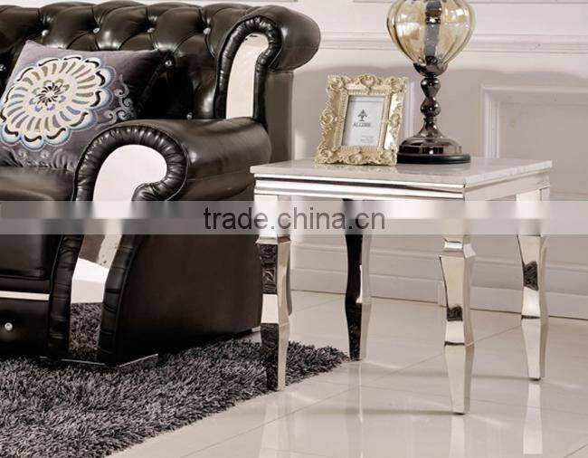 Stone Top Metal Legs Bed Side Table