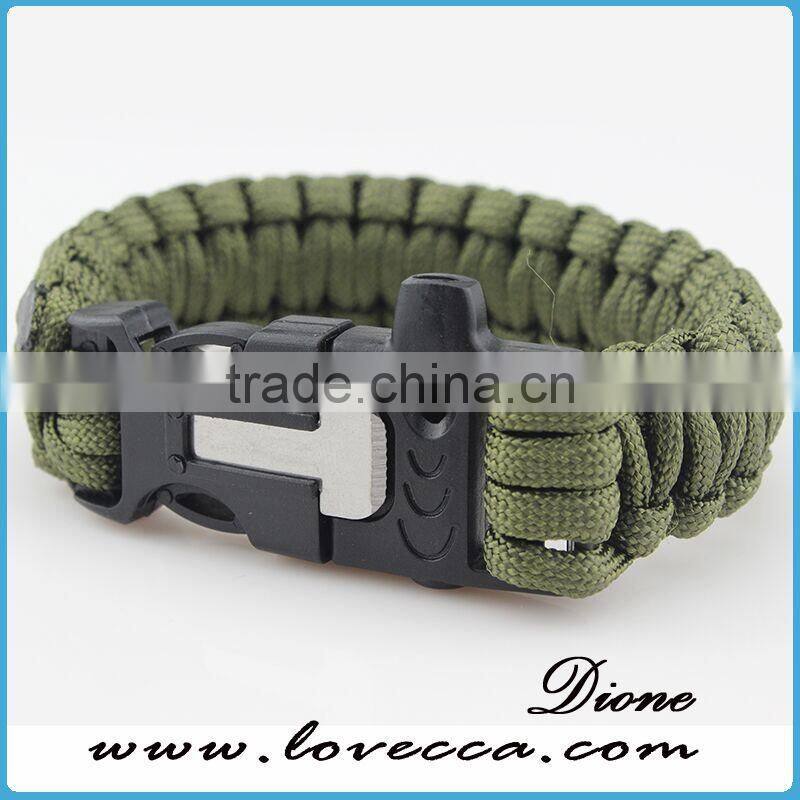 Firestarter whistle buckle with compass 550 survival bracelet
