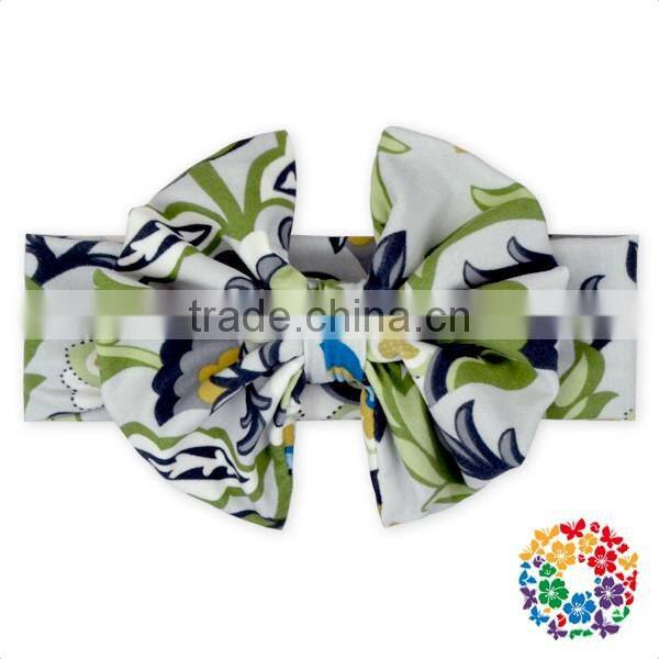 Baby Girls New Printing Headwarp Elastic Hair Band Cute Bowknot Turban Headbands