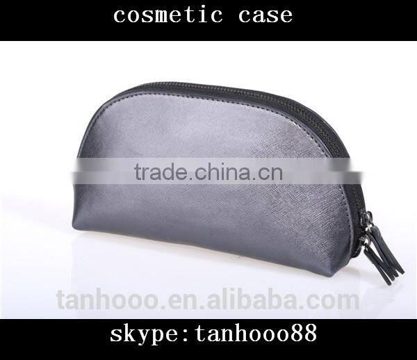 Hot Selling Black Shell Shape Leather Cosmetic Case and Box Makeup Case