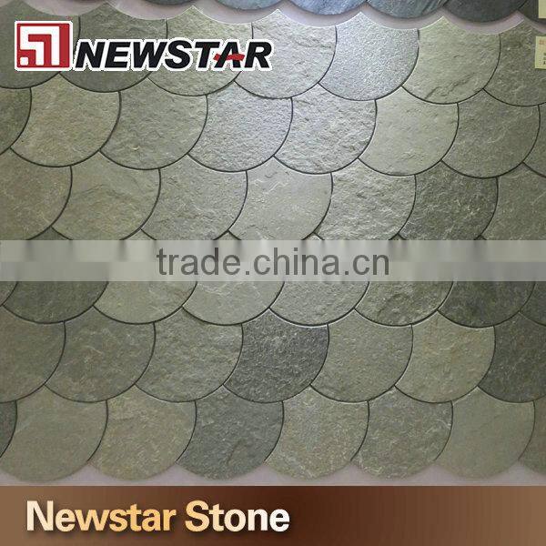 Newstar stone split surface slate fish scale mosaic tile for exterior wall