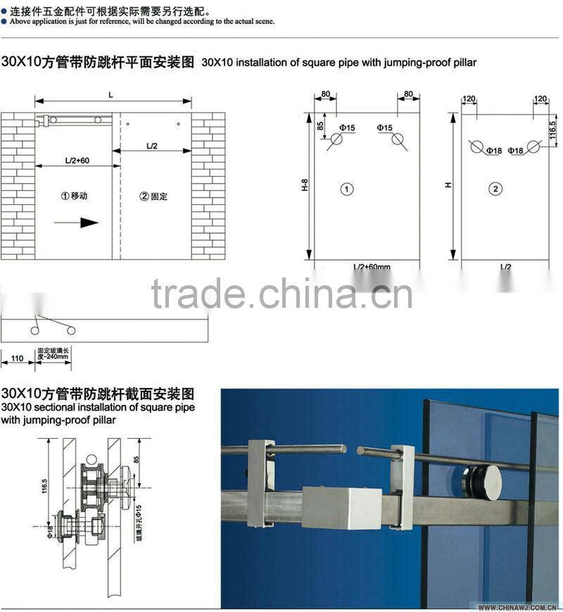 With 8~12mm Tempered Glass Sliding Glass Door