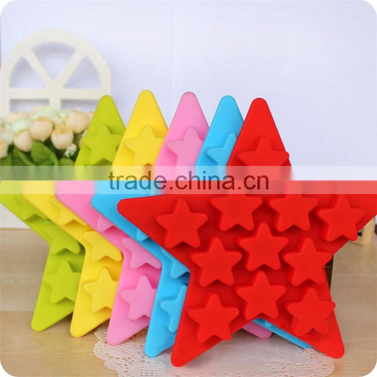 novelty red silicone ice mold with five star shape