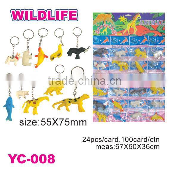 Plastic Rubber Animal Keychain Toys/Dinosaur Keychains