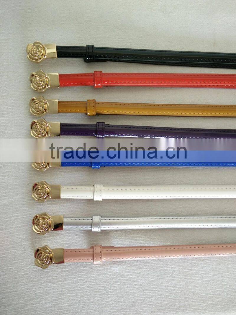 Wholesale colourful flower pattern buckle sex women lady thin PU waist belt