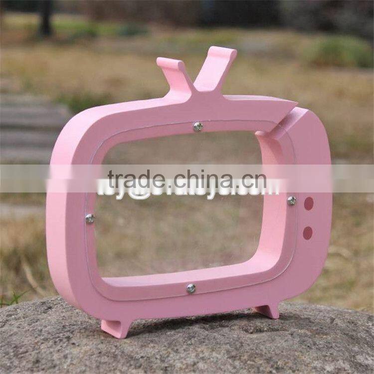 New design TV shape girls lovely wooden coin bank with logo customize W02A253