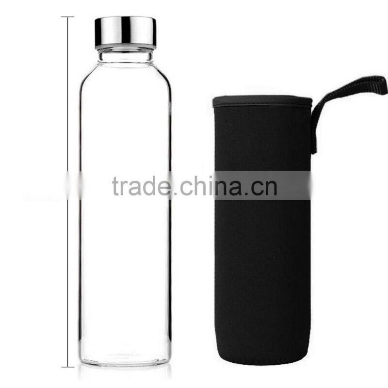 Hot Selling New Clear Glass Sport Water Bottle With Protective Bag 360ml/550ml Fruit Outdoor Bike Bottles Excellent Qualtiy