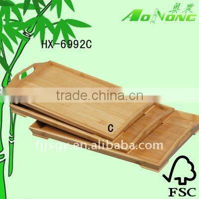 Bamboo breakfast bed tray with handle, foldable legs