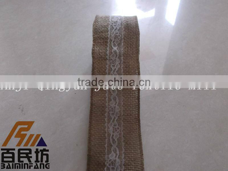 burlap with lace for crafts 2.5''*5Y in small roll