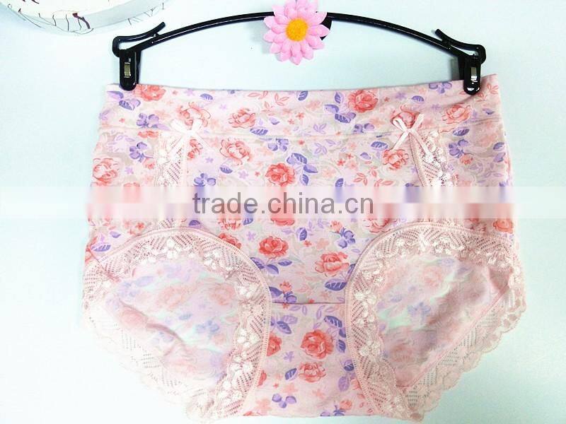 New arrival underwear beauty pattern lace/cotton confortable adult woman panties