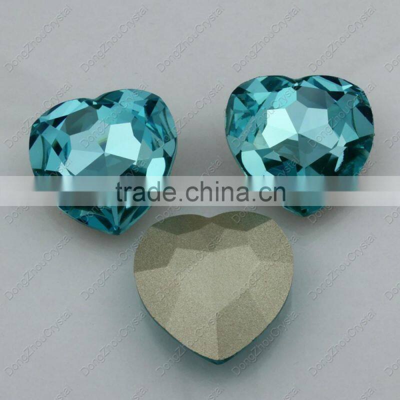 China factory lead free K9 point back Crystal Vitrail Medium heart fancy crystal stone with claw for clothes