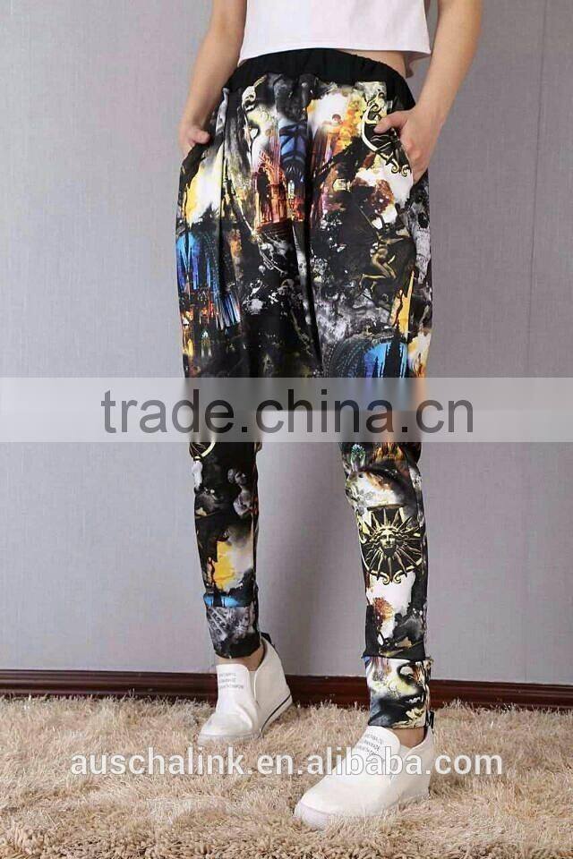 2016 new arrival personalized street trendy women print hip hop pants