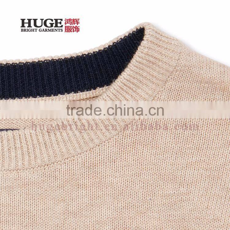 Long Sleeve Solid 100% Cotton Boys Round Neck Sweater