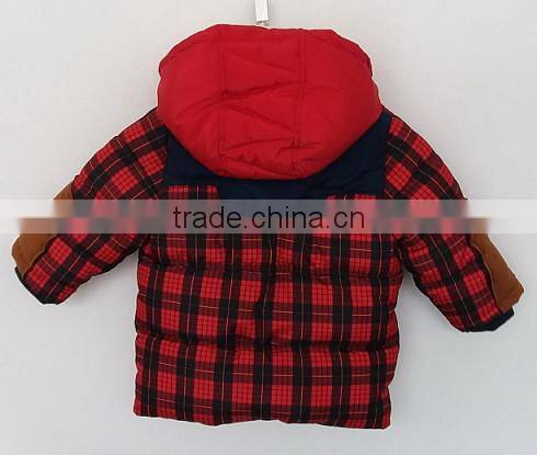 2016 winter kids black and red grid cotton padded coat