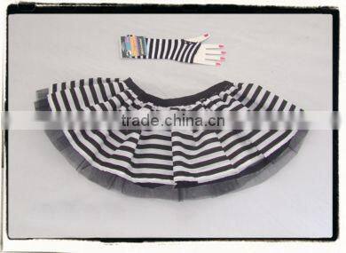 Pirate Convict Fancy Dress Tutu Black White Goth Stripe
