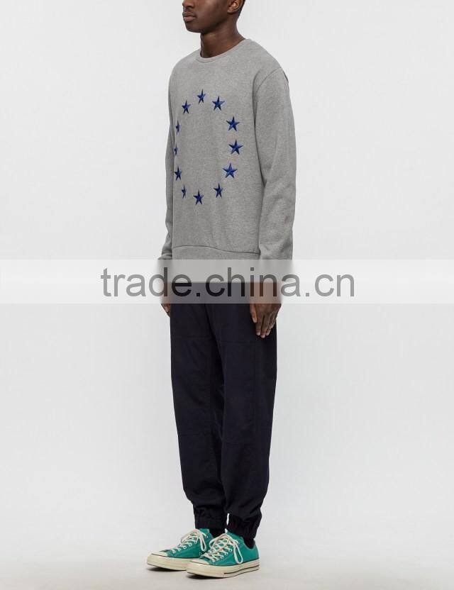 2017 custom new design mens plain slim fit crewneck no hood sweatshirt