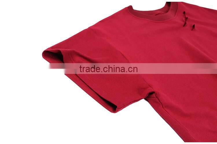 Wholesale Custom T Shirt Manufacturer Women thin 100%cotton short sleeve ripped t shirt with distressed