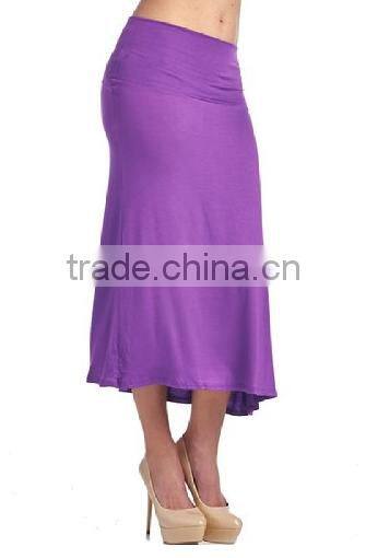 Hot Sales Women's High Stretch High Waisted Rayon Span Mid-Calf Maxi Skirt