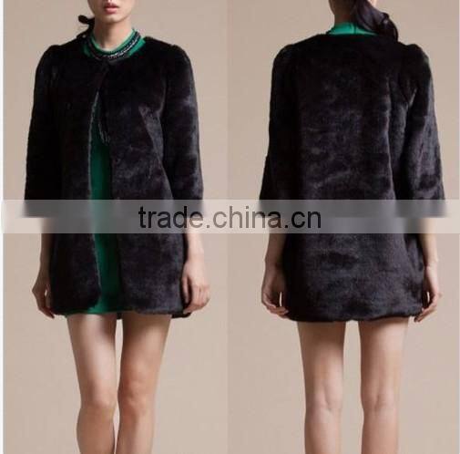 European Style Pure colour woman faux fur overcoat lady rabbit fur witer fashionable coat