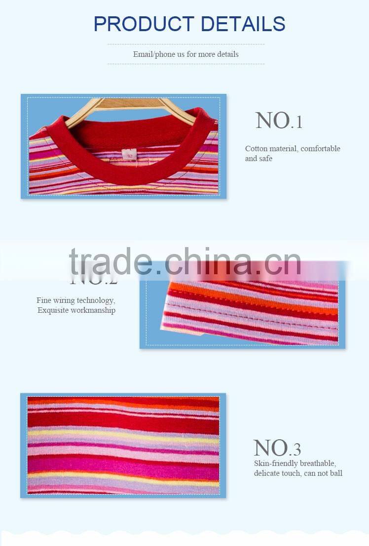 Red 100% cotton round collar cheap stripe baby shirt