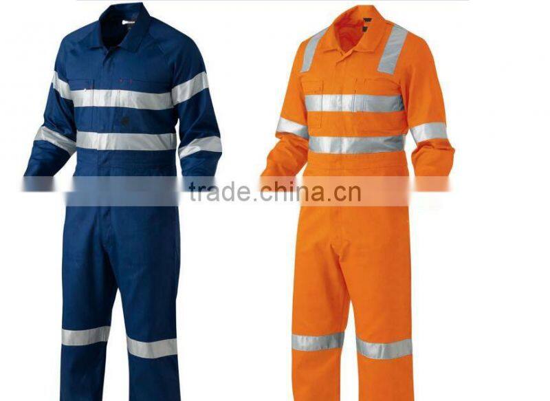 Mechanic adults breathable cotton coverall with reflective tape