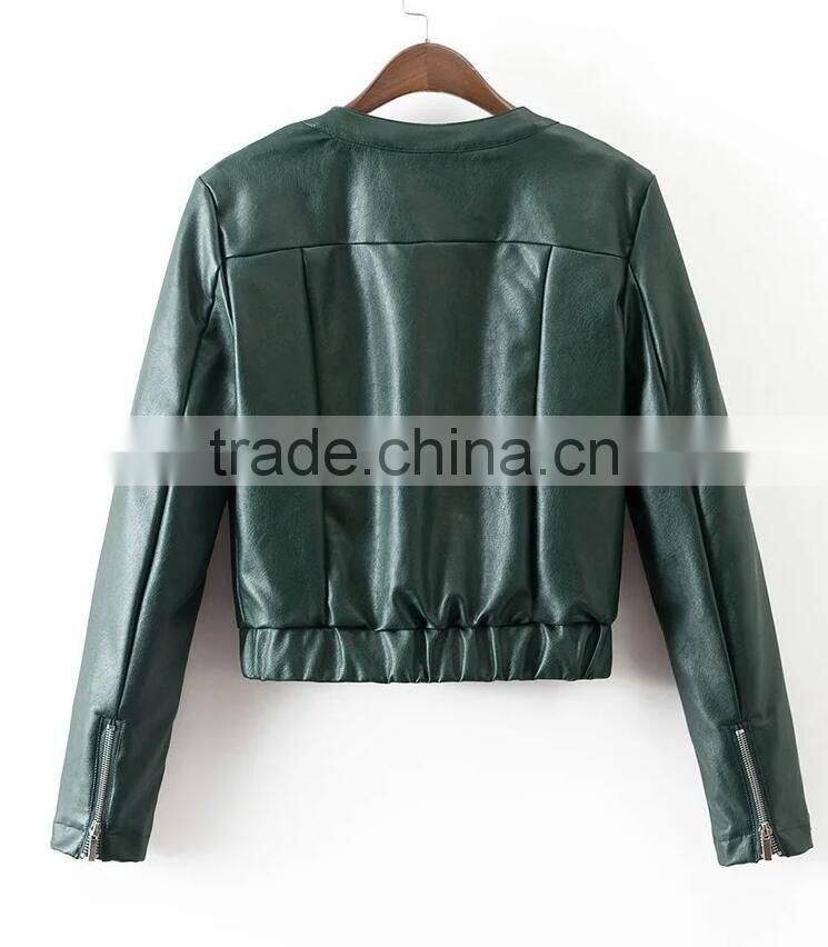 Runwaylover EY1035C Fashion slim fit short pu jacket leather jacket women
