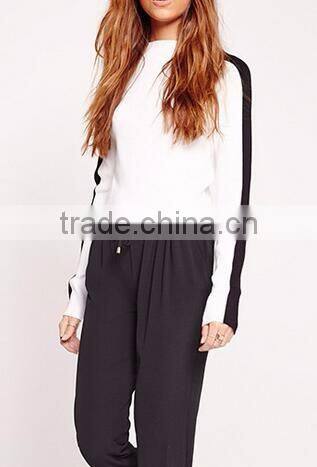 EY2132B Europea fashion spring/autumn women gray color wide collar sexy knitting loose pullover sweater