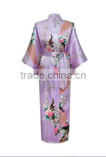 Women fashion robe Peacock Satin NightGowns,Satin Night Dress NG024