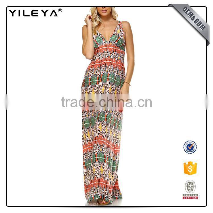 Pattern printed latest fashion maxi dresses for ladies,summer hippie clothing cotton boho maxi dress