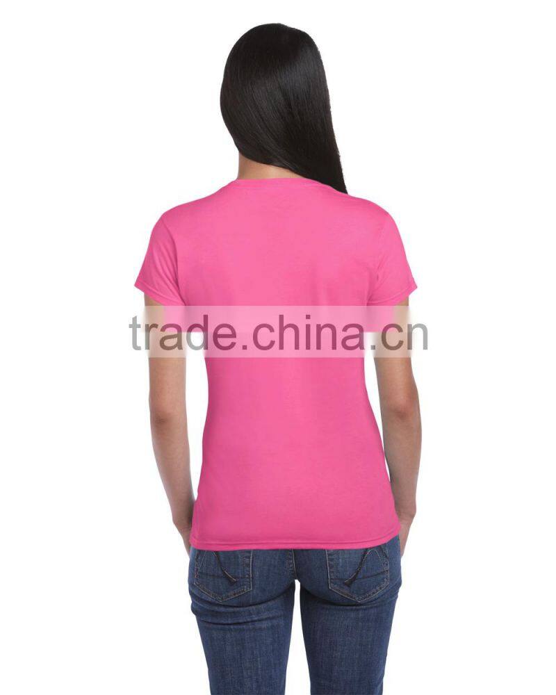 wholesale good quality pure cotton bulk women round neck plain t shirt