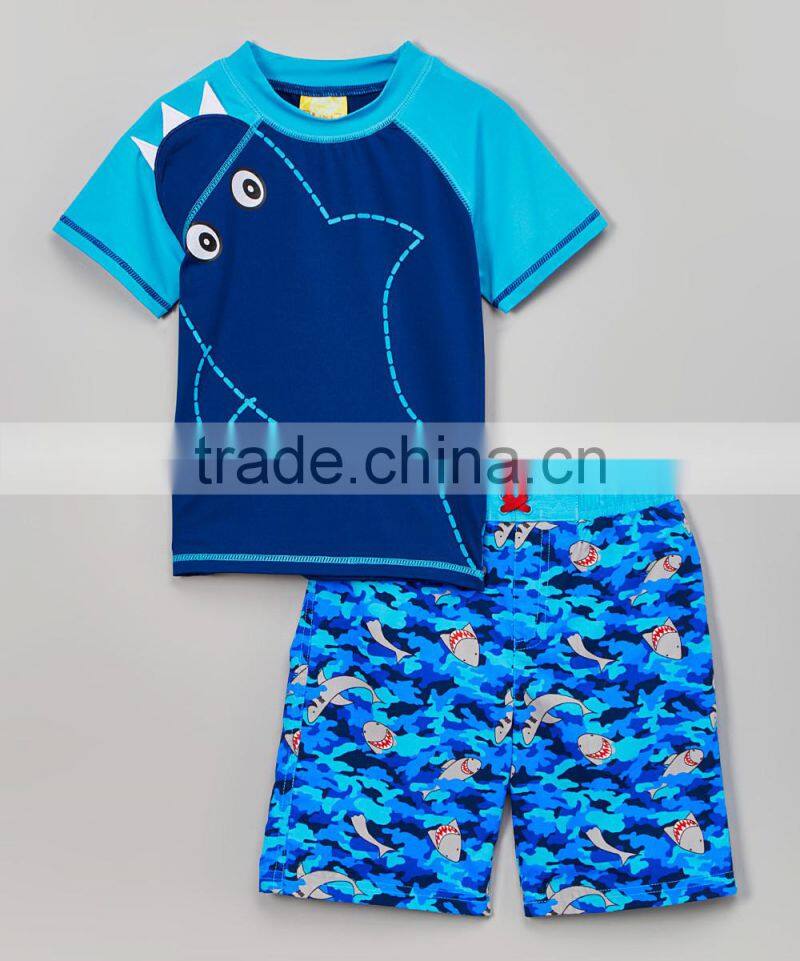2016 New Boys Sportswear With Blue Sharknato Rashguard Set Boys Clothing B-NP-TR905-393