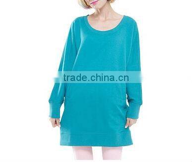 Crew neck womens long fit hoodie plain slim fit hoodies